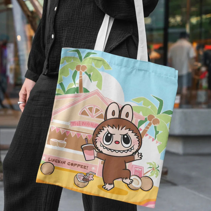 Labubu Canvas Shoulder Bag – Cute “The Monsters” Labubu Crossbody Tote