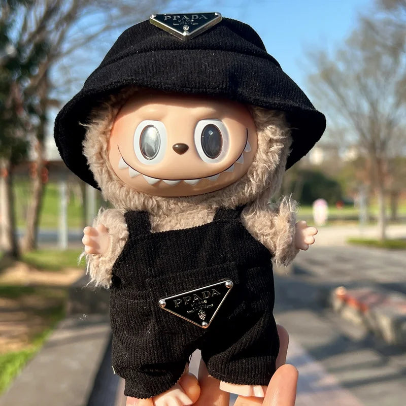 Labubu Doll Corduroy Outfit Set β Hat, Shoes, Clothes (17cm)