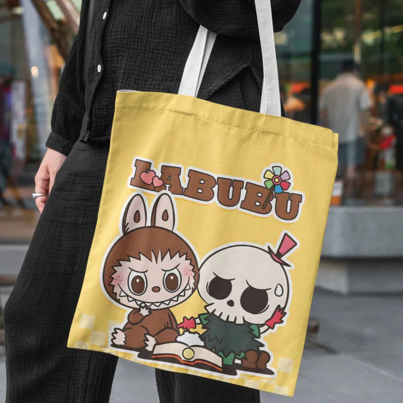Labubu Canvas Shoulder Bag – Cute “The Monsters” Labubu Crossbody Tote