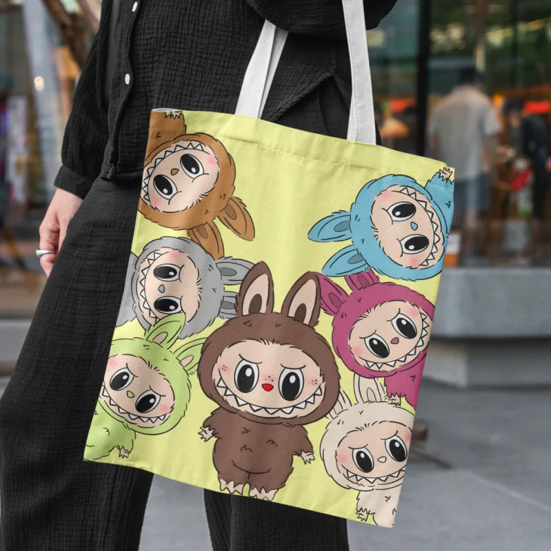 Labubu Canvas Shoulder Bag – Cute “The Monsters” Labubu Crossbody Tote