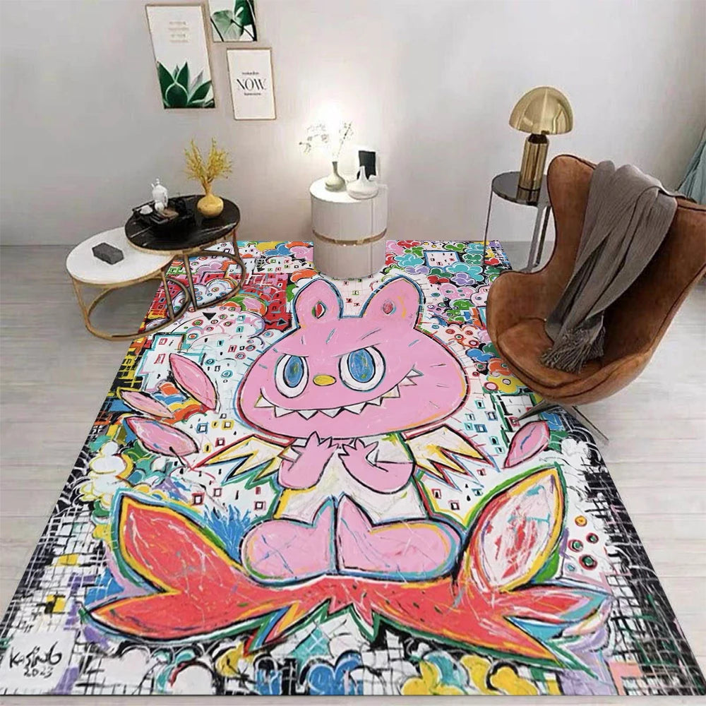 Labubu Cartoon Area Rug – Cute Non-Slip Carpet for Kids
