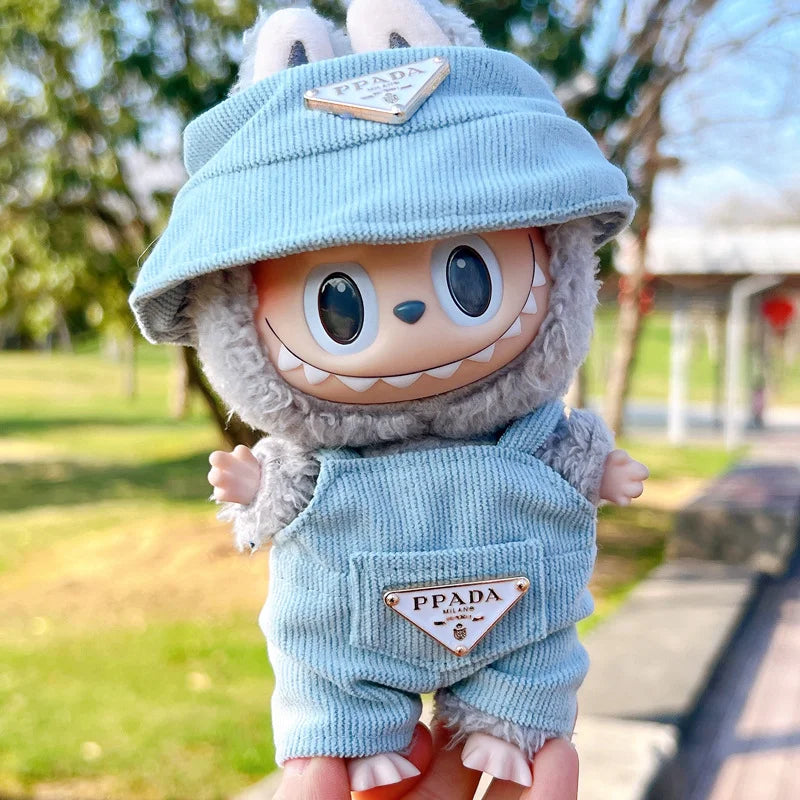 Labubu Doll Corduroy Outfit Set β Hat, Shoes, Clothes (17cm)