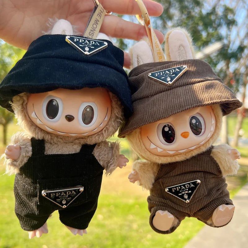 Labubu Doll Corduroy Outfit Set β Hat, Shoes, Clothes (17cm)