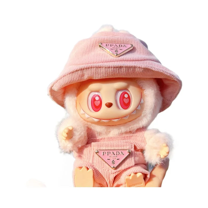 Labubu Doll Corduroy Outfit Set β Hat, Shoes, Clothes (17cm)
