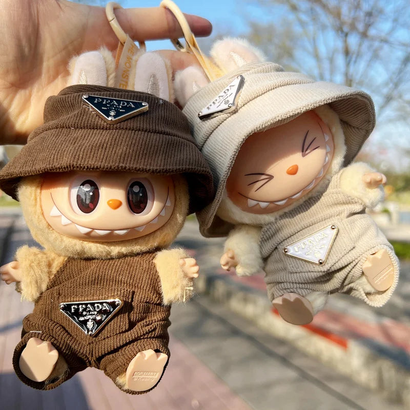 Labubu Doll Corduroy Outfit Set – Hat, Shoes, Clothes (17cm)