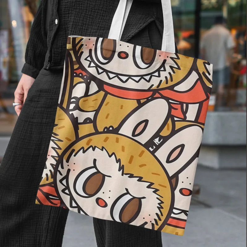 Labubu Canvas Shoulder Bag – Cute “The Monsters” Labubu Crossbody Tote