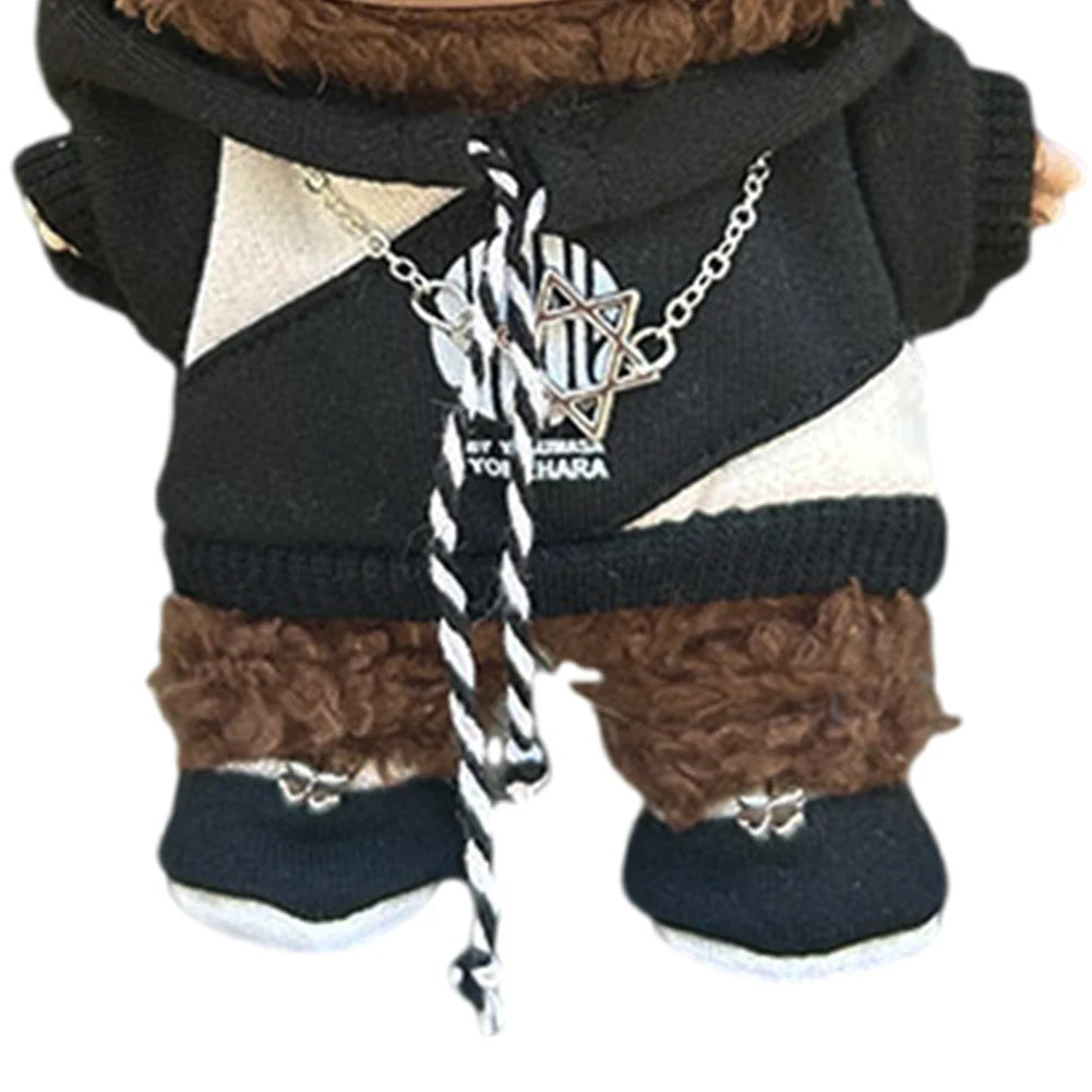 Labubu 17cm Doll Clothes Set – B&W Outfit with Accessories